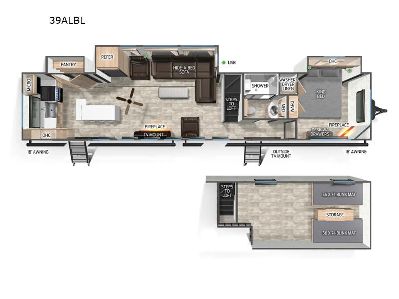 2026 Forest River Cherokee Timberwolf Black Label 39ALBL - New Destination Trailer For Sale by RV Dynasty in Bunker Hill, Indiana features Slideout