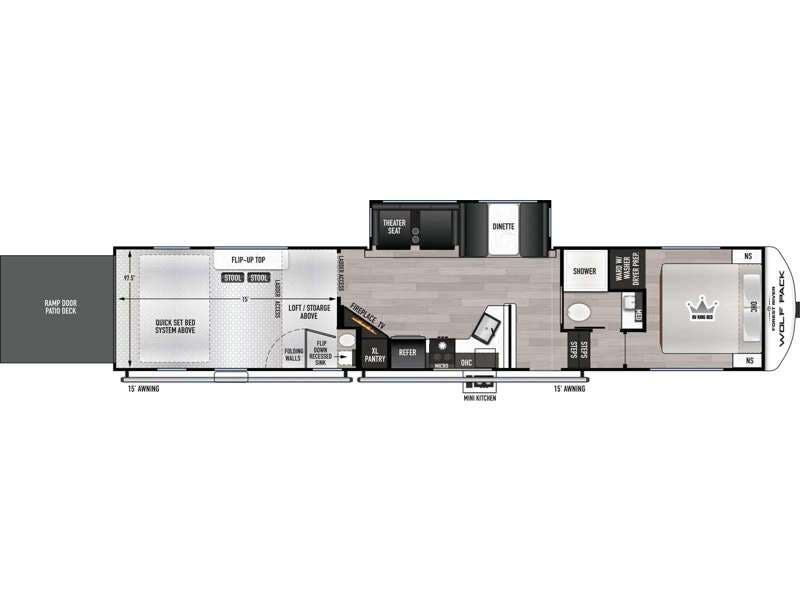 2027 Forest River Cherokee Wolf Pack 352PACK15 - New Toy Hauler For Sale by RV Dynasty in Bunker Hill, Indiana features Slideout