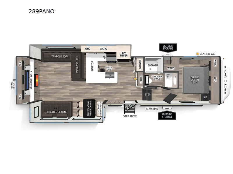 2027 Forest River Cherokee Arctic Wolf 289PANO - New Fifth Wheel For Sale by RV Dynasty in Bunker Hill, Indiana features Slideout
