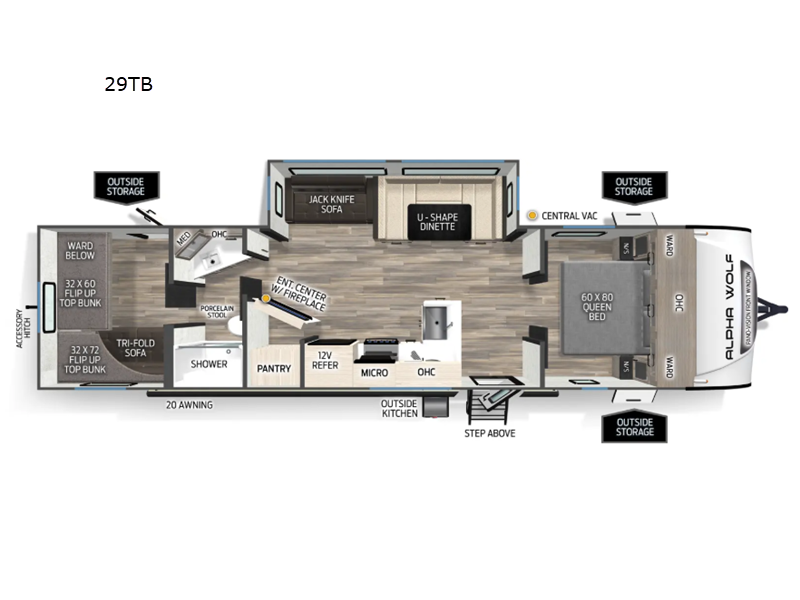 2026 Forest River Cherokee Alpha Wolf 29TB-L - New Travel Trailer For Sale by RV Dynasty in Bunker Hill, Indiana features Slideout