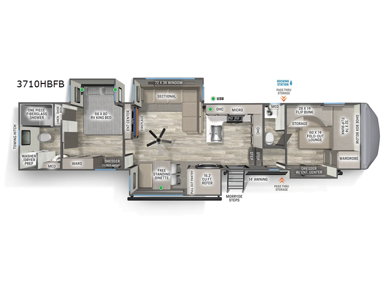 2026 Forest River Sandpiper 3710HBFB - New Fifth Wheel For Sale by RV Dynasty in Bunker Hill, Indiana features Slideout