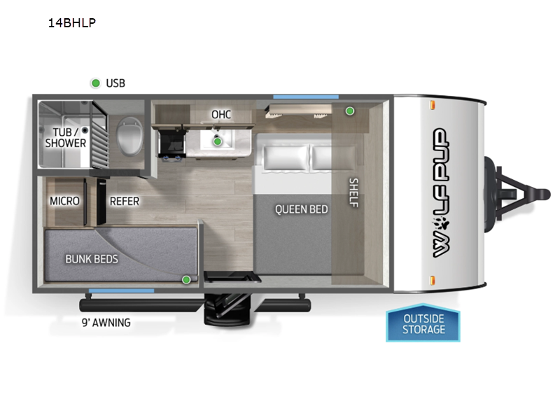 2027 Forest River Cherokee Wolf Pup 14BHLP - New Travel Trailer For Sale by RV Dynasty in Bunker Hill, Indiana