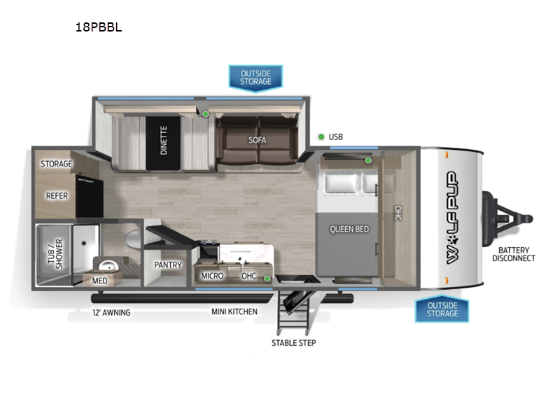 2026 Forest River Cherokee Wolf Pup Black Label 18PBBL - New Travel Trailer For Sale by RV Dynasty in Bunker Hill, Indiana features Slideout