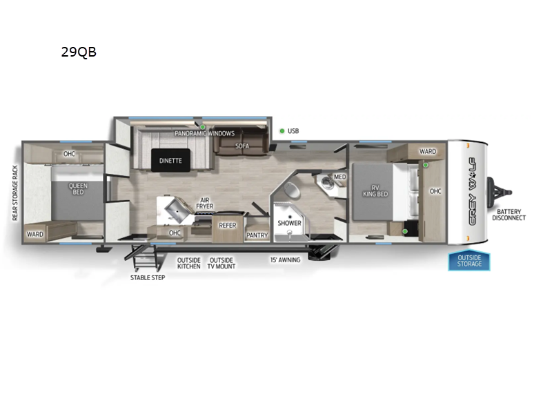 2026 Forest River Cherokee Grey Wolf 29QB - New Travel Trailer For Sale by RV Dynasty in Bunker Hill, Indiana features Slideout