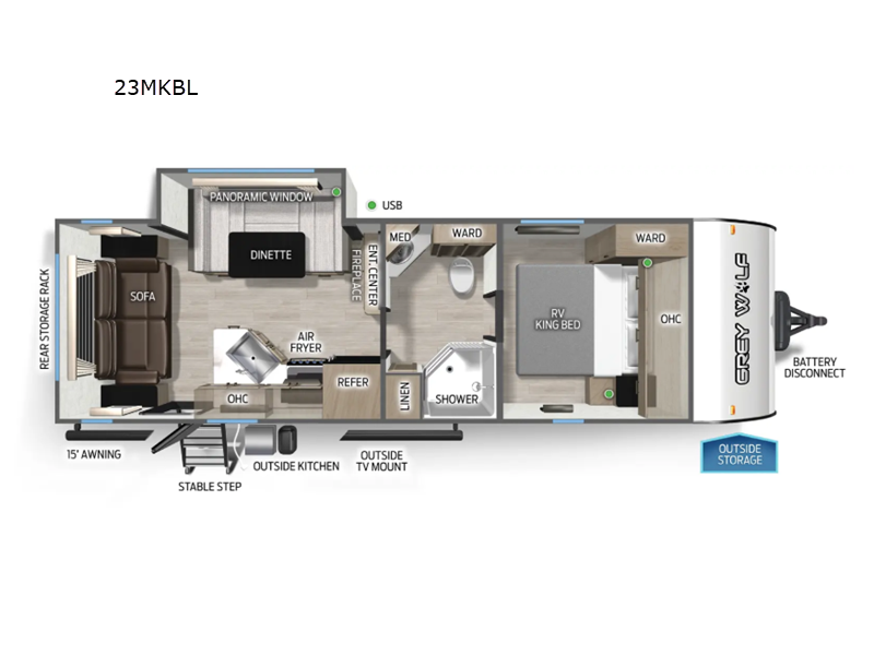 2026 Forest River Cherokee Grey Wolf Black Label 23MKBL - New Travel Trailer For Sale by RV Dynasty in Bunker Hill, Indiana features Slideout