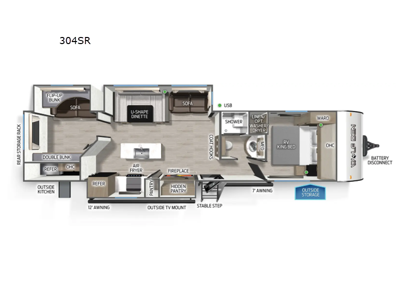 2026 Forest River Cherokee Wolf Den 304SR - New Travel Trailer For Sale by RV Dynasty in Bunker Hill, Indiana features Slideout