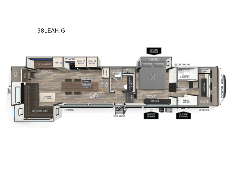 2027 Forest River Cherokee Arctic Wolf 38LEAH.G - New Fifth Wheel For Sale by RV Dynasty in Bunker Hill, Indiana features Slideout
