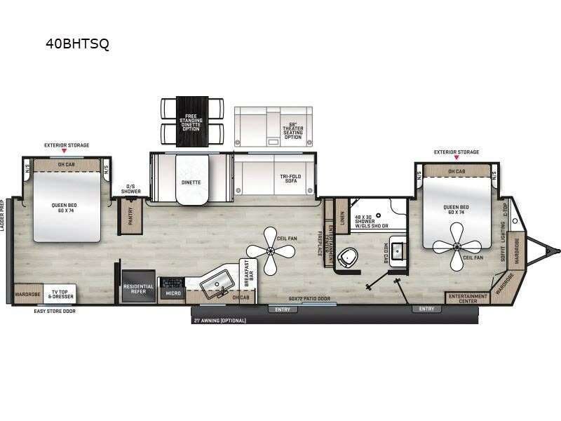 2027 Coachmen Catalina Destination Series 40BHTS2Q - New Destination Trailer For Sale by RV Dynasty in Bunker Hill, Indiana features Slideout