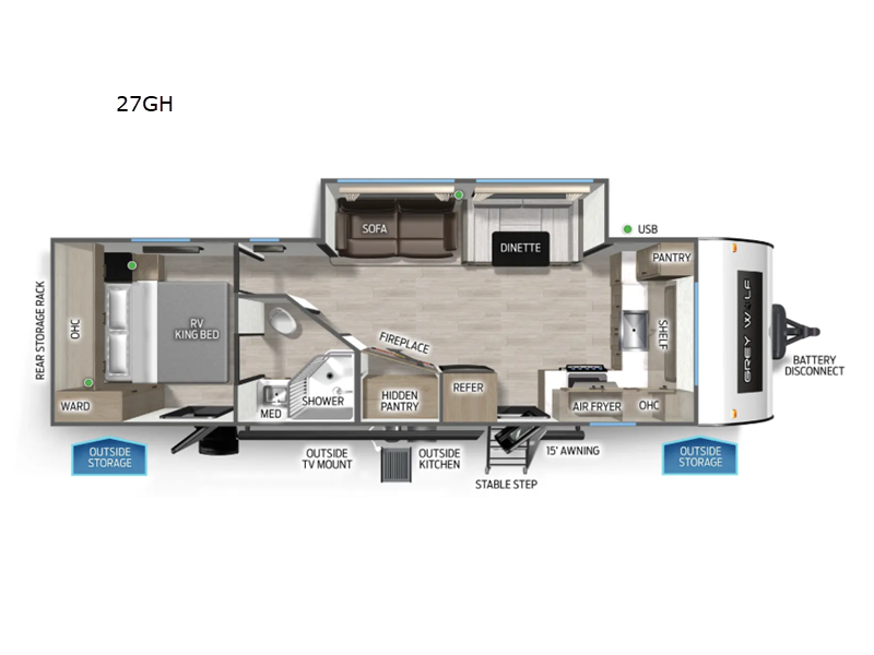 2026 Forest River Cherokee Grey Wolf 27GH - New Travel Trailer For Sale by RV Dynasty in Bunker Hill, Indiana features Slideout