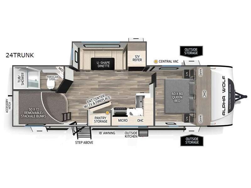 2026 Forest River Cherokee Alpha Wolf 24TRUNK - New Travel Trailer For Sale by RV Dynasty in Bunker Hill, Indiana features Slideout