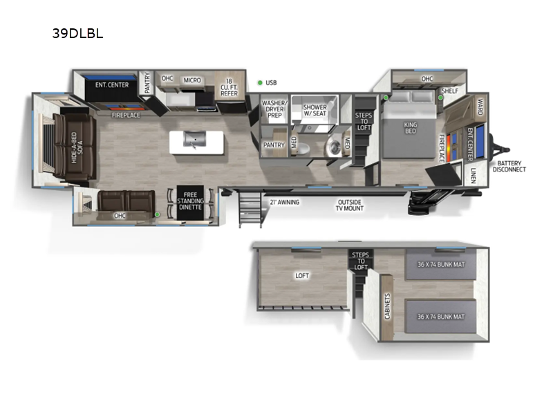 2026 Forest River Cherokee Timberwolf Black Label 39DLBL - New Destination Trailer For Sale by RV Dynasty in Bunker Hill, Indiana features Slideout