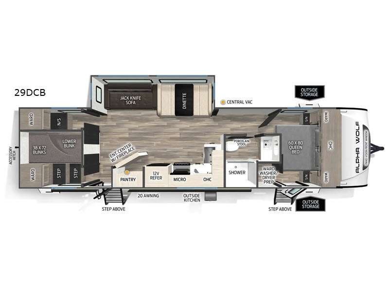 2026 Forest River Cherokee Alpha Wolf 29DCB-L - New Travel Trailer For Sale by RV Dynasty in Bunker Hill, Indiana features Slideout
