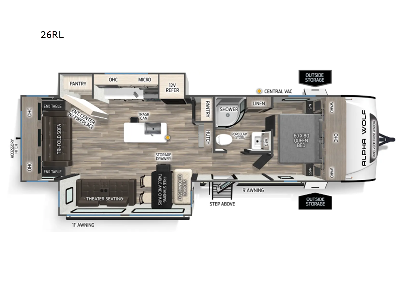 2026 Forest River Cherokee Alpha Wolf 26RL-L - New Travel Trailer For Sale by RV Dynasty in Bunker Hill, Indiana features Slideout