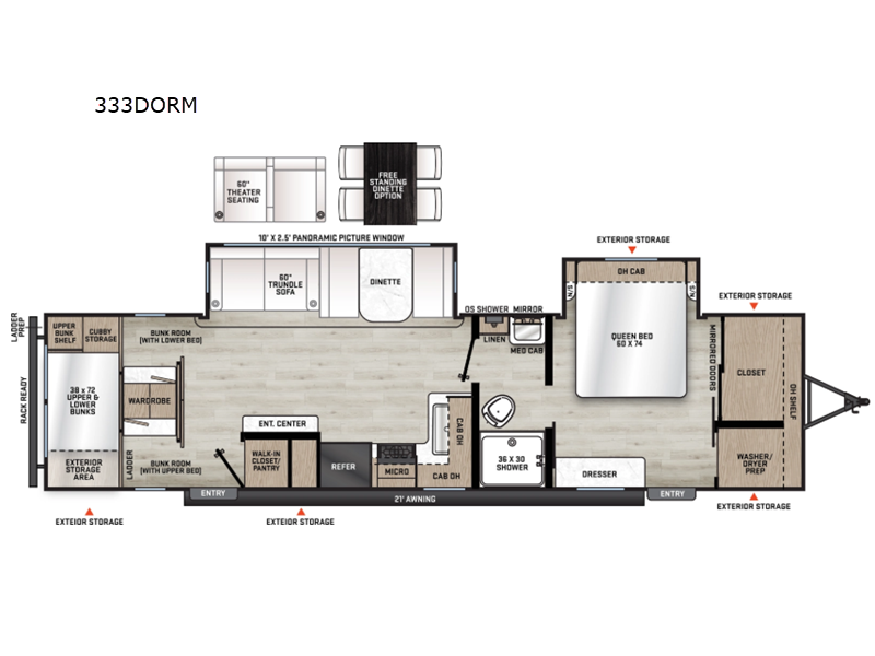 2027 Coachmen Catalina Legacy Edition 333DORM - New Travel Trailer For Sale by RV Dynasty in Bunker Hill, Indiana features Slideout