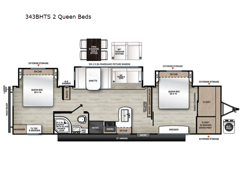 2027 Coachmen Catalina Legacy Edition 343BHTS 2 Queen Beds - New Travel Trailer For Sale by RV Dynasty in Bunker Hill, Indiana features Slideout