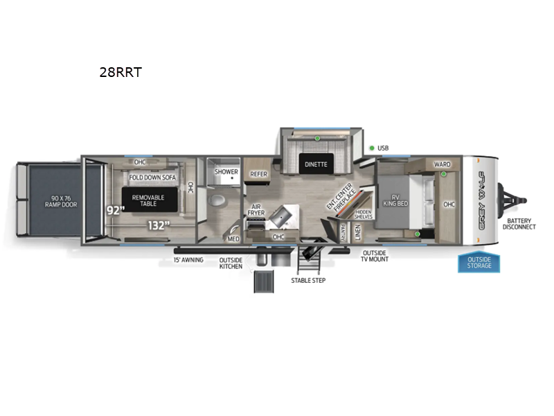 2026 Forest River Cherokee Grey Wolf 28RRT - New Toy Hauler For Sale by RV Dynasty in Bunker Hill, Indiana features Slideout