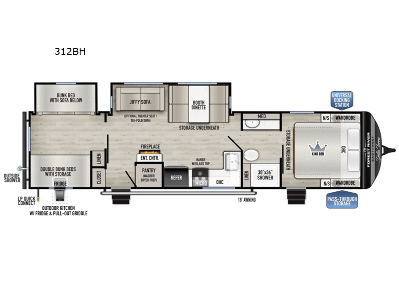 2026 East to West Della Terra 312BH - New Travel Trailer For Sale by RV Dynasty in Bunker Hill, Indiana features Slideout