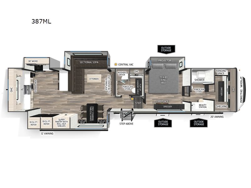 2026 Forest River Cherokee Arctic Wolf 387ML - New Fifth Wheel For Sale by RV Dynasty in Bunker Hill, Indiana features Slideout