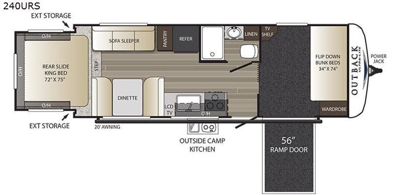 2018 Keystone Outback Ultra Lite 240URS - Used Toy Hauler For Sale by RV Dynasty in Bunker Hill, Indiana features Slideout