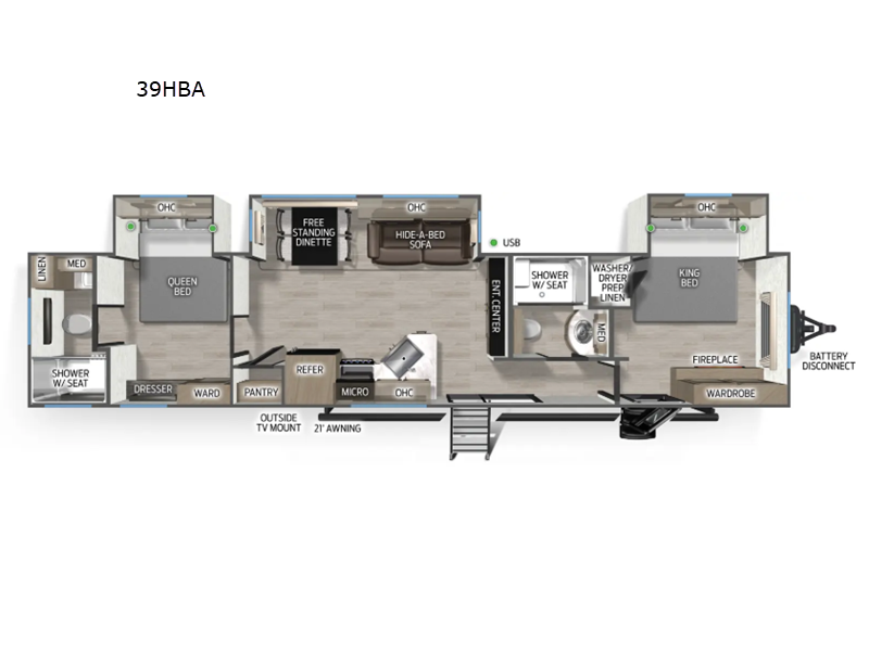 2026 Forest River Cherokee Timberwolf 39HBA - New Destination Trailer For Sale by RV Dynasty in Bunker Hill, Indiana features Slideout