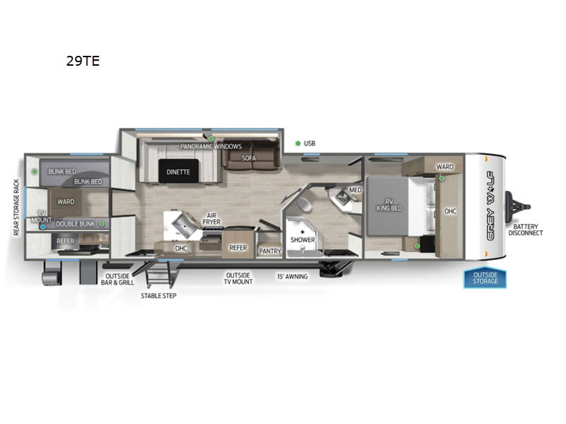 2026 Forest River Cherokee Grey Wolf 29TE - New Travel Trailer For Sale by RV Dynasty in Bunker Hill, Indiana features Slideout