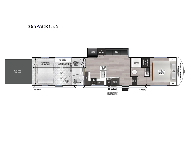 2027 Forest River Cherokee Wolf Pack 365PACK16+ - New Toy Hauler For Sale by RV Dynasty in Bunker Hill, Indiana features Slideout
