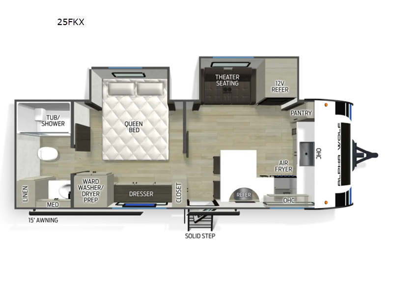 2027 Forest River Cherokee Alpha Wolf 25FKX - New Travel Trailer For Sale by RV Dynasty in Bunker Hill, Indiana features Slideout