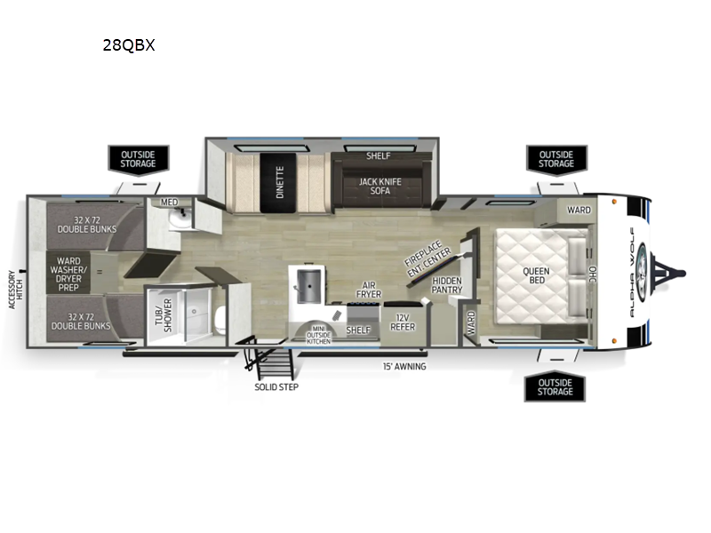 2027 Forest River Cherokee Alpha Wolf 28QBX - New Travel Trailer For Sale by RV Dynasty in Bunker Hill, Indiana features Slideout