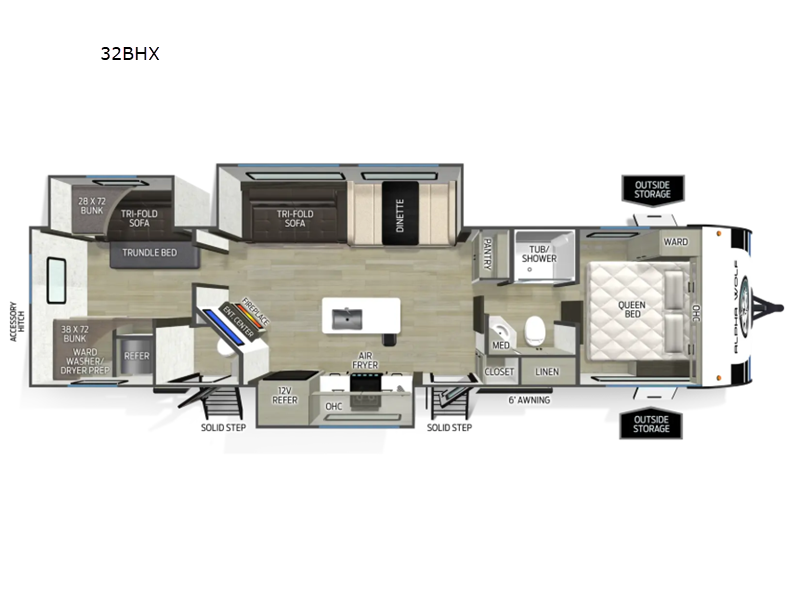 2027 Forest River Cherokee Alpha Wolf 32BHX - New Travel Trailer For Sale by RV Dynasty in Bunker Hill, Indiana features Slideout