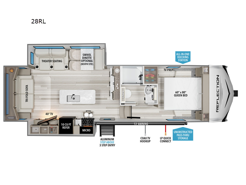 2025 Grand Design Reflection 100 Series 28RL - Used Fifth Wheel For Sale by RV Dynasty in Bunker Hill, Indiana features Slideout