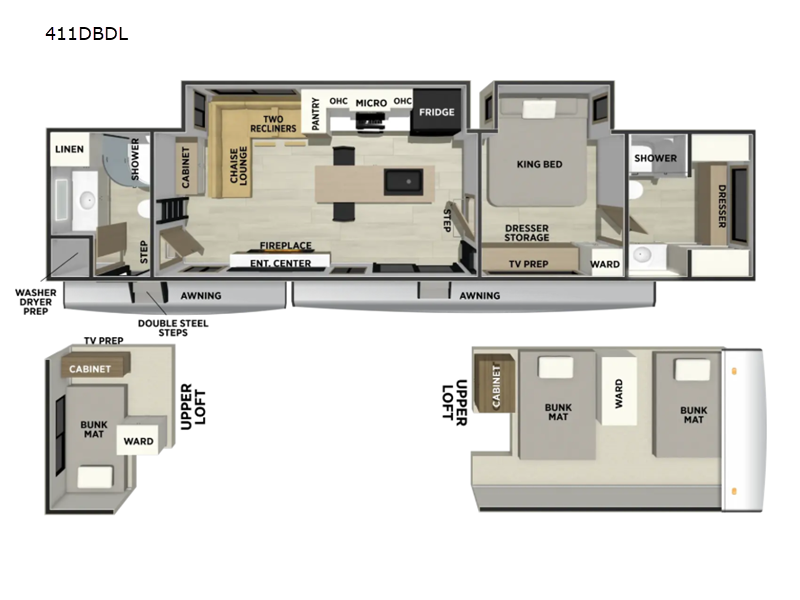 2027 Forest River Sandpiper Destination Trailers 411DBDL - New Destination Trailer For Sale by RV Dynasty in Bunker Hill, Indiana features Slideout