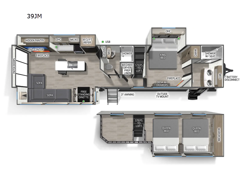 2027 Forest River Cherokee Timberwolf 39JM - New Destination Trailer For Sale by RV Dynasty in Bunker Hill, Indiana features Slideout