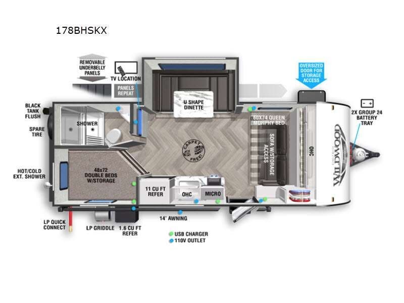 2022 Forest River Wildwood FSX 178BHSKX - Used Travel Trailer For Sale by RV Dynasty in Bunker Hill, Indiana features Slideout