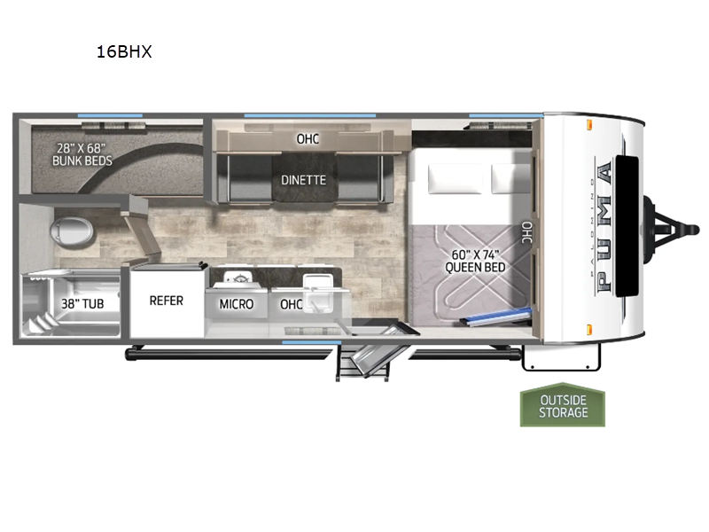 2024 Palomino Puma Ultra Lite 16BHX - Used Travel Trailer For Sale by RV Dynasty in Bunker Hill, Indiana