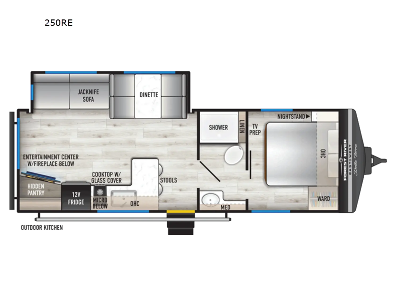 2027 East to West Della Terra 250RE - New Travel Trailer For Sale by RV Dynasty in Bunker Hill, Indiana features Slideout