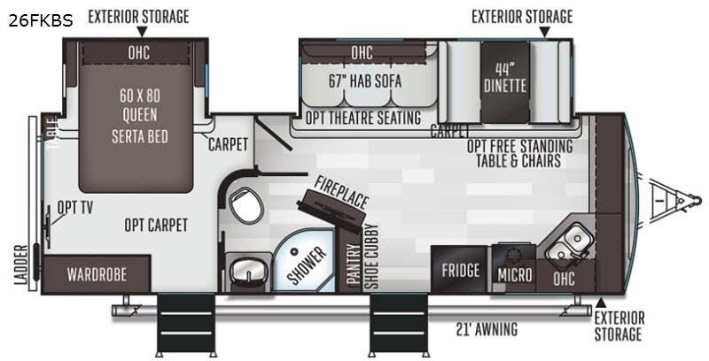 2020 Forest River Flagstaff Super Lite 26FKBS - Used Travel Trailer For Sale by RV Dynasty in Bunker Hill, Indiana features Slideout
