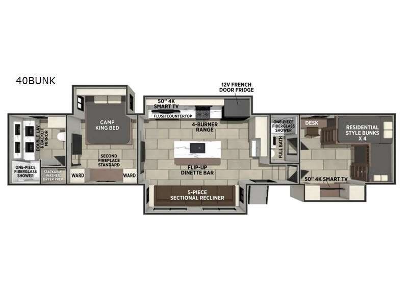 2027 Forest River Sanibel 40BUNK - New Fifth Wheel For Sale by RV Dynasty in Bunker Hill, Indiana features Slideout