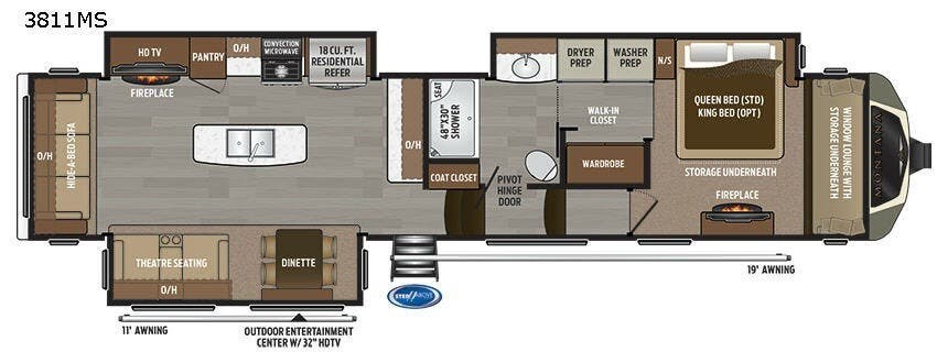 2017 Keystone Montana 3811MS - Used Fifth Wheel For Sale by RV Dynasty in Bunker Hill, Indiana features Slideout