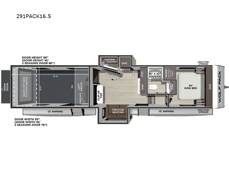 2027 Forest River Cherokee Wolf Pack 291PACK16.5 - New Toy Hauler For Sale by RV Dynasty in Bunker Hill, Indiana features Slideout