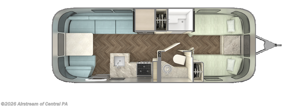 2026 Airstream International 25FB - New Travel Trailer For Sale by Airstream of Central PA in Duncansville, Pennsylvania features Toilet, Water Heater, Booth Dinette, Medicine Cabinet, TV