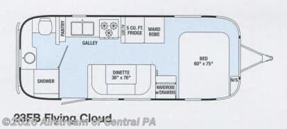 Floorplan of 2015 Airstream Flying Cloud 23FB