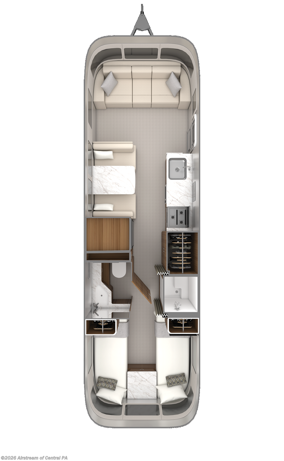 2027 Airstream Classic 30RB - New Travel Trailer For Sale by Airstream of Central PA in Duncansville, Pennsylvania features Power Lift, Hydronic Heat, Power Awning, Oven, TV