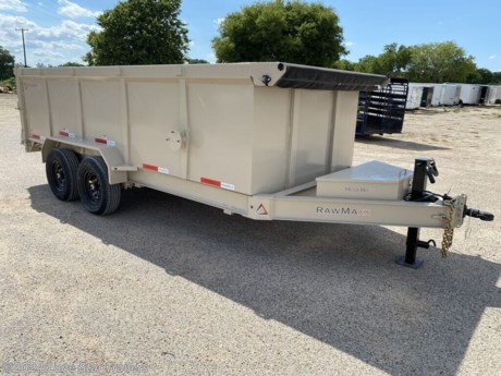 RawMaxx Trailers Dump Trailers 16&#39; x 83&quot;&lt;strong&gt;Features may include:&lt;/strong&gt;&lt;ul&gt;&lt;li&gt;8&quot; 13 lb. I Beam Frame &amp;amp; Tongue&lt;/li&gt;&lt;/ul&gt;&lt;ul&gt;&lt;li&gt;3&quot; Channel cross-members&lt;/li&gt;&lt;/ul&gt;&lt;ul&gt;&lt;li&gt;10K Drop Leg Jack&lt;/li&gt;&lt;/ul&gt;&lt;ul&gt;&lt;li&gt;Coupler Type: 2 5/16&quot; Adjustable&lt;/li&gt;&lt;/ul&gt;&lt;ul&gt;&lt;li&gt;10G 4ft High sides with reinforced rails&lt;/li&gt;&lt;/ul&gt;&lt;ul&gt;&lt;li&gt;7G Smooth plate Floor&lt;/li&gt;&lt;/ul&gt;&lt;ul&gt;&lt;li&gt;PH620 Hoist Kit KTI Electric Pump Setup With Control&lt;/li&gt;&lt;/ul&gt;&lt;ul&gt;&lt;li&gt;3 way gate&lt;/li&gt;&lt;/ul&gt;&lt;ul&gt;&lt;li&gt;2 - 7K Electric Axles ( Dexter ) With Brakes&lt;/li&gt;&lt;/ul&gt;&lt;ul&gt;&lt;li&gt;Spring Suspension&lt;/li&gt;&lt;/ul&gt;&lt;ul&gt;&lt;li&gt;4 -ST235/80R16 - With Black Wheels&lt;/li&gt;&lt;/ul&gt;&lt;ul&gt;&lt;li&gt;LED DOT Approved Lights&lt;/li&gt;&lt;/ul&gt;&lt;ul&gt;&lt;li&gt;Powder Coated&lt;/li&gt;&lt;/ul&gt;spare mount, 110v charger, 7&#39; slide in ramps, heavy duty diamond mesh pull tarp, 6-interior d-rings, extra large tool box&lt;br&gt;The Advertised Prices DO NOT Include: *Licensing* &amp;amp; Tax&lt;br&gt;Call or stop in today to meet with our family of staff members and get yourself a new trailer @LoneStarTrailers!&lt;br&gt;Call us at: 254-749-2624&lt;br&gt;We have over 200 trailers to choose from. Come in and see us at:&lt;br&gt;6610 N I-35 Lacy Lakeview, TX 76705 (EXIT 342B)&lt;br&gt;Not in the great state of Texas? No Problem! We offer local and nation wide delivery.&lt;br&gt;Store Hours:&lt;br&gt;MON–FRI: 8:00AM-5:00 PM&lt;br&gt;SATURDAY: 9:00AM - 2:00 PM&lt;br&gt;SUNDAY: Closed&lt;br&gt;Remember we handle all your Trailer Sales &amp;amp; Trailer Part Needs!!! Let us help you with servicing your trailer too! It is our pleasure to serve our community of Waco Texas and all of Central Texas!! http://www.lonestartrailers.com/--xInventoryDetail?id=9256537