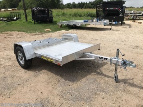 Aluma Utility Trailer 638S BT&lt;br&gt;&lt;br&gt;2000# Rubber Torsion Axle - No Brakes - Easy Lube Hubs&lt;br&gt;2&quot; Coupler - Safety Chains&lt;br&gt;1200# Swivel Tongue Jack&lt;br&gt;48&quot; A-Framed Aluminum Tongue&lt;br&gt;ST175/80R13 LRC Radial Tires (1360# cap/tire) - Aluminum Wheels, 5-4.5 BHP&lt;br&gt;Aluminum Fenders&lt;br&gt;6&quot; Front Retaining Bumper&lt;br&gt;Extruded Aluminum Floor&lt;br&gt;59.25&quot; x 39&quot; Aluminum Bi-Fold Tailgate&lt;br&gt;(4) Stake Pockets (2 per side) - (4) Tie Down Loops (2 per side)&lt;br&gt;LED Lighting Package&lt;br&gt;4-Way Plug&lt;br&gt;Overall Width = 84.5&quot; - Overall Length = 145&quot;&lt;br&gt;&lt;br&gt;5 Year Warranty&lt;br&gt;&lt;br&gt;The Advertised Prices DO NOT Include: *Licensing* &amp;amp; Tax&lt;br&gt;&lt;br&gt;We have over 200 trailers to choose from. Come in and see us at:&lt;br&gt;6610 N I-35 Lacy Lakeview, TX 76705 (Exit 342B)&lt;br&gt;&lt;br&gt;Not in the great state of Texas? No Problem! We offer local and nationwide delivery.&lt;br&gt;&lt;br&gt;Store Hours:&lt;br&gt;MON–FRI: 8:00 AM - 5:00 PM&lt;br&gt;SATURDAY: 9:00 AM - 2:00 PM&lt;br&gt;SUNDAY: Closed&lt;br&gt;&lt;br&gt;Remember we handle all your Trailer Sales &amp;amp; Trailer Part Needs!!! &lt;br&gt;Let us help you with servicing your trailer too! &lt;br&gt;It is our pleasure to serve our community of Waco and all of Central Texas! http://www.lonestartrailers.com/--xInventoryDetail?id=10808618
