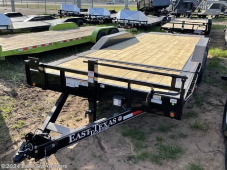 &lt;h3&gt; Tilt Deck 14k East Texas Trailers&lt;/h3&gt;&lt;br&gt;14,000 LB G.V.W.R.&lt;br&gt;2-7,000 LB DEXTER TORSION AXLES 2 ELEC. BRAKES (83&quot; WIDE FRAME)&lt;br&gt;LEVEL TORSION SUSPENSION&lt;br&gt;16&quot; SILVER MOD 8 HOLE WHEELS&lt;br&gt;ST235/80/R16 10 PLY RADIAL TIRES&lt;br&gt;6&quot; 8.2 LB CHANNEL FRAME &lt;br&gt;6&quot; 8.2 LB CHANNEL WRAPPED TONGUE&lt;br&gt;6&quot; 8.2 LB CHANNEL DECK FRAME WITH 3&quot;X5&quot; ANGLE IRON TURNED DOWN &lt;br&gt;2-5/16&quot; ADJUSTABLE RAM COUPLER &lt;br&gt;3&quot; CHANNEL CROSSMEMBERS ON 16&quot; CENTERS&lt;br&gt;1-10K SPRING LOADED DROP LEG JACK&lt;br&gt;DOUBLE BROKE DIAMOND PLATE FENDERS&lt;br&gt;3&quot; X 10&quot; GRAVITY CYLINDER W/SHUT OFF VALVE&lt;br&gt;4&#39; ON 20&#39; STATIONARY DECK&lt;br&gt;KNIFE EDGE TAIL&lt;br&gt;TREATED WOOD FLOOR&lt;br&gt;SPARE TIRE MOUNT ONLY&lt;br&gt;STAKE POCKETS &amp;amp; RUB RAIL&lt;br&gt;7 WAY RV PLUG-IN&lt;br&gt;FLUSH MOUNT LED LIGHTS&lt;br&gt;1 COAT OF PRIMER AND 2 COATS OF POLYURETHANE PAINT (PAINTED UNDERNEATH)&lt;br&gt;BLACK COLOR&lt;br&gt;DRIVE OVER FENDERS (STANDARD ON 102&quot; WIDE)&lt;br&gt;&lt;br&gt;3 Year Structural, 1 Year Comprehensive&lt;br&gt;&lt;br&gt;The Advertised Prices DO NOT Include: *Licensing* &amp;amp; Tax&lt;br&gt;&lt;br&gt;We have over 200 trailers to choose from. Come in and see us at:&lt;br&gt;6610 N I-35 Lacy Lakeview, TX 76705 (Exit 342B)&lt;br&gt;&lt;br&gt;Not in the great state of Texas? No Problem! We offer local and nation wide delivery.&lt;br&gt;&lt;br&gt;Store Hours:&lt;br&gt;MON–FRI: 8:00 AM - 5:00 PM&lt;br&gt;SATURDAY: 9:00 AM - 2:00 PM&lt;br&gt;SUNDAY: Closed&lt;br&gt;&lt;br&gt;Remember we handle all your Trailer Sales &amp;amp; Trailer Part Needs!!!&lt;br&gt;Let us help you with servicing your trailer too!&lt;br&gt;It is our pleasure to serve our community of Waco Texas and all of Central Texas!&lt;br&gt; http://www.lonestartrailers.com/--xInventoryDetail?id=11915446
