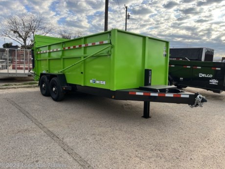 DU15-16 B-Wise Ultimate Dump - Low Profile &lt;br&gt;82&quot; Wide x 16&#39; Long &lt;br&gt;GVWR 15400 Lbs &lt;br&gt;8&quot; Tube MAin Frame &lt;br&gt;2-5/16 Adjustable Coupler &lt;br&gt;Hydraulic Jack &lt;br&gt;Hydraulic Double Acting Gate&lt;br&gt;7k SS Tandem Axles with Electric Brakes &lt;br&gt;ST235/80R16 LRE Radials with Black Aluminum Rims &lt;br&gt;Group 27 Deep Cycle Battery &lt;br&gt;10GA One Piece Floor &lt;br&gt;12GA Sides &lt;br&gt;HD Hoist with 5&quot; Cylinder &lt;br&gt;Trickle Battery Charger&lt;br&gt;Wireless Remote &lt;br&gt;Spring Loaded Tarp Kit &lt;br&gt;Spare Tire &lt;br&gt;&lt;br&gt; &lt;br&gt;&lt;br&gt;&lt;br&gt;&lt;br&gt;The Advertised Prices DO NOT Include: *Licensing* &amp;amp; Tax&lt;br&gt;&lt;br&gt;We have over 200 trailers to choose from. Come in and see us at:&lt;br&gt;6610 N I-35 Lacy Lakeview, TX 76705 (Exit 342B)&lt;br&gt;&lt;br&gt;Not in the great state of Texas? No Problem! We offer local and nation wide delivery.&lt;br&gt;&lt;br&gt;Store Hours:&lt;br&gt;MON–FRI: 8:00 AM - 5:00 PM&lt;br&gt;SATURDAY: 9:00 AM - 2:00 PM&lt;br&gt;SUNDAY: Closed&lt;br&gt;&lt;br&gt;Remember we handle all your Trailer Sales &amp;amp; Trailer Part Needs!!! &lt;br&gt;Let us help you with servicing your trailer too! &lt;br&gt;It is our pleasure to serve our community of Waco Texas and all of Central Texas! http://www.lonestartrailers.com/--xInventoryDetail?id=13334724