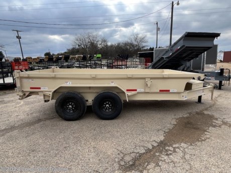 Trailer Specs&lt;br&gt;Dimensions&lt;br&gt;Length: 14&#39;&lt;br&gt;Width: 83&quot;&lt;br&gt;Deck Height: 28&quot;&lt;br&gt;Weight Rating&lt;br&gt;GVWR: 14,000 lbs.&lt;br&gt;GAWR: 7,000 lbs.&lt;br&gt;Empty Weight: 4550 lbs.&lt;br&gt;Load Capacity: 9450 lbs.&lt;br&gt;Finish Type: Powder Coat&lt;br&gt;Prep: Grit Blast&lt;br&gt;Warranty:&lt;br&gt;Axle: 5 Year Dexter&lt;br&gt;Trailer: 3 Year Structural / 1 Year Paint&lt;br&gt;Tongue Coupler: 2-5/16&amp;#8221; Adjustable Ball Coupler&lt;br&gt;Jack: (1 ) Side Wind Drop Leg. ( 10,000 lbs.)&lt;br&gt;Tongue Tool Box: Tool Box for Pump, Battery &amp;amp; Charger&lt;br&gt;Tongue: 8&quot; x 13 lb. I-beam&lt;br&gt;Tongue Length: 65&quot;&lt;br&gt;Safety System&lt;br&gt;Safety Chains: 3/8&quot; G70 Safety Chains&lt;br&gt;Breakaway System: Electric Breakaway Kit&lt;br&gt;Reflective Tape: 3M DOT Compliant Reflective Tape&lt;br&gt;Chassis Main Frame: 8&quot; x 13 lb. I-beam Frame&lt;br&gt;Cross-Member: 4&quot; x 3&quot; x 3/16&quot; Tubing&lt;br&gt;Dump Bed:&lt;br&gt;Tilt Frame&lt;br&gt;Type: 5&#39; x 5&quot; x 3/8&quot; Angle&lt;br&gt;Cross-Members: 3&quot; Channel / 16&quot; Spacings&lt;br&gt;Dump Bed Inside Width: 83&quot;&lt;br&gt;Side Height: 19&quot;&lt;br&gt;Side Walls: 12G Formed Walls&lt;br&gt;Flooring: 10G One Piece Floor&lt;br&gt;Fenders: 12G Diamond Plate Steel&lt;br&gt;D-Rings: (4) D-Rings ( Welded Inside Corners )&lt;br&gt;Rear Gate: 3 Way Doors&lt;br&gt;Latching System: EZ Slam Door Latches&lt;br&gt;Ramps: 6&#39; Slide-In Channel Ramps&lt;br&gt;Lift System&lt;br&gt;Power: Hydraulic - Powder Up - Down&lt;br&gt;Pump: PH516 Hydraulic Pump&lt;br&gt;Controller: 14&#39; Cable with Control&lt;br&gt;Scissor: Heavy Duty Scissor Lift&lt;br&gt;Cylinder: 5&quot; x 16&quot; Cylinder&lt;br&gt;Tilt Angle: 41&amp;#176;&lt;br&gt;Running Gear&lt;br&gt;Tires&lt;br&gt;Type: Radial Tires&lt;br&gt;Size: ST235/80R16&lt;br&gt;Ply: 10 Ply&lt;br&gt;Rims: 16&amp;#8221; Black Mod Wheels&lt;br&gt;Suspension&lt;br&gt;Axle Type: Spring&lt;br&gt;Axles: 2&lt;br&gt;Rating: 7,000 lbs.&lt;br&gt;Brakes: Electric&lt;br&gt;Type: 6-Leaf Slipper Spring Suspension&lt;br&gt;Electrical &amp;amp; Lighting&lt;br&gt;Wiring&lt;br&gt;Front Plug 7 - Way RV&lt;br&gt;Frame Wiring: All Weather Wiring Harness&lt;br&gt;Lighting&lt;br&gt;Side Markers: 3/4&quot; LED Bullet Lights&lt;br&gt;Turn Flashers 2&quot; x 6&quot; Amber Side Turn Lights&lt;br&gt;Rear Lights: DOT Approved LED Lights&lt;br&gt;Battery &amp;amp; Charging&lt;br&gt;Battery: 27M Deep Cycle Marine Battery&lt;br&gt;Charging System: 110V Integrated Trickle Charger&lt;br&gt;&lt;br&gt;The Advertised Prices DO NOT Include: *Licensing* &amp;amp; Tax&lt;br&gt;&lt;br&gt;We have over 200 trailers to choose from. Come in and see us at:&lt;br&gt;6610 N I-35 Lacy Lakeview, TX 76705 (Exit 342B)&lt;br&gt;&lt;br&gt;Not in the great state of Texas? No Problem! We offer local and nation wide delivery.&lt;br&gt;&lt;br&gt;Store Hours:&lt;br&gt;MON–FRI: 8:00 AM - 5:00 PM&lt;br&gt;SATURDAY: 9:00 AM - 2:00 PM&lt;br&gt;SUNDAY: Closed&lt;br&gt;&lt;br&gt;Remember we handle all your Trailer Sales &amp;amp; Trailer Part Needs!!! &lt;br&gt;Let us help you with servicing your trailer too! &lt;br&gt;It is our pleasure to serve our community of Waco Texas and all of Central Texas! http://www.lonestartrailers.com/--xInventoryDetail?id=13337997