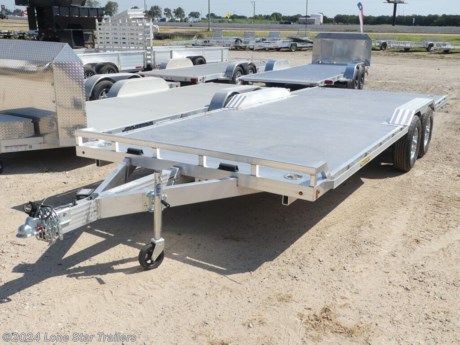 Aluma WideBody 8220H Utility Trailer&lt;br&gt;&lt;br&gt;- 2) 5200# Rubber torsion axles - Easy lube hubs&lt;br&gt;&amp;#8226; Electric brakes, breakaway kit&lt;br&gt;&amp;#8226; 75R15 LRC Radial tires (1760# cap/tire)&lt;br&gt;&amp;#8226; Aluminum wheels, 5-4.5 BHP&lt;br&gt;&amp;#8226; Removable aluminum fenders&lt;br&gt;&amp;#8226; Extruded aluminum floor&lt;br&gt;&amp;#8226; Front retaining rail&lt;br&gt;&amp;#8226; A-Framed aluminum tongue, 48&quot; long with 2-5/16&quot; coupler&lt;br&gt;&amp;#8226; 2) 6&#39; Aluminum ramps with storage underneath&lt;br&gt;&amp;#8226; Rub rail welded to stake pockets on sides&lt;br&gt;&amp;#8226; Stake pockets&lt;br&gt;&amp;#8226; 4) Recessed tie rings, SS #5000&lt;br&gt;&amp;#8226; 2) Fold-down rear stabilizer jacks&lt;br&gt;&amp;#8226; Swivel tongue jack, 1500# capacity&lt;br&gt;&amp;#8226; LED Lighting package, safety chains&lt;br&gt;&amp;#8226; Overall width = 101.5&quot;&lt;br&gt;&amp;#8226; Overal length = 289&quot; &lt;br&gt;&lt;br&gt;&lt;br&gt;The Advertised Prices DO NOT Include: *Licensing* &amp;amp; Tax&lt;br&gt;&lt;br&gt;We have over 200 trailers to choose from. Come in and see us at:&lt;br&gt;6610 N I-35 Lacy Lakeview, TX 76705 (Exit 342B)&lt;br&gt;&lt;br&gt;Not in the great state of Texas? No Problem! We offer local and nation wide delivery.&lt;br&gt;&lt;br&gt;Store Hours:&lt;br&gt;MON–FRI: 8:00 AM - 5:00 PM&lt;br&gt;SATURDAY: 9:00 AM - 2:00 PM&lt;br&gt;SUNDAY: Closed&lt;br&gt;&lt;br&gt;Remember we handle all your Trailer Sales &amp;amp; Trailer Part Needs!!!&lt;br&gt;Let us help you with servicing your trailer too!&lt;br&gt;It is our pleasure to serve our community of Waco Texas and all of Central Texas! http://www.lonestartrailers.com/--xInventoryDetail?id=14160258