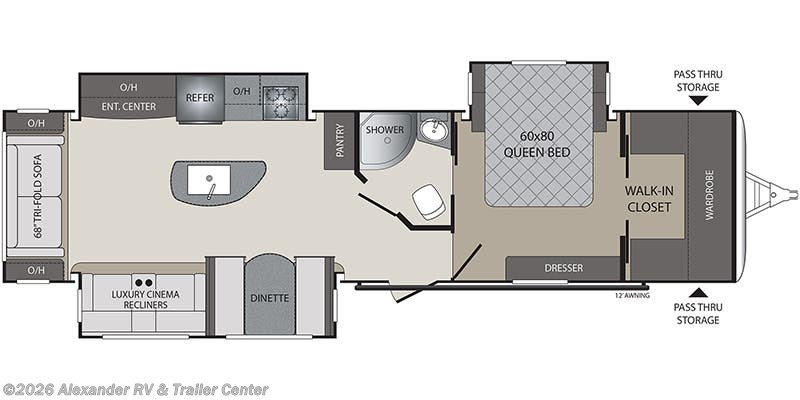 Floorplan of 2019 Keystone Premier 34RIPR