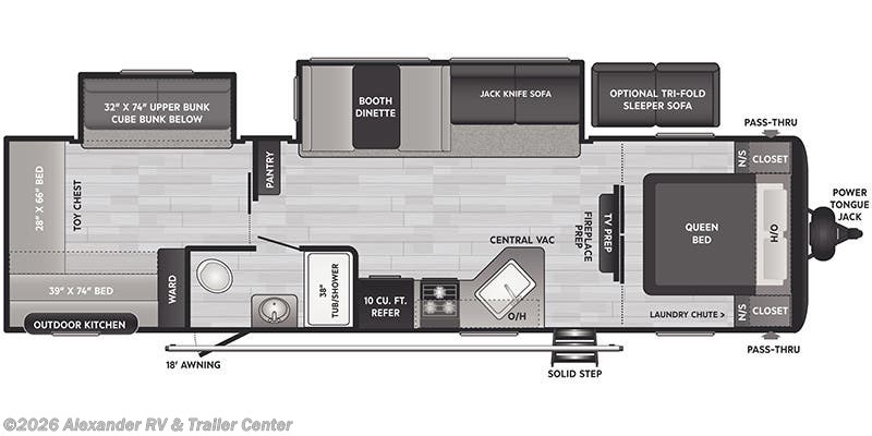 Floorplan of 2025 Keystone Hideout East 31BRD